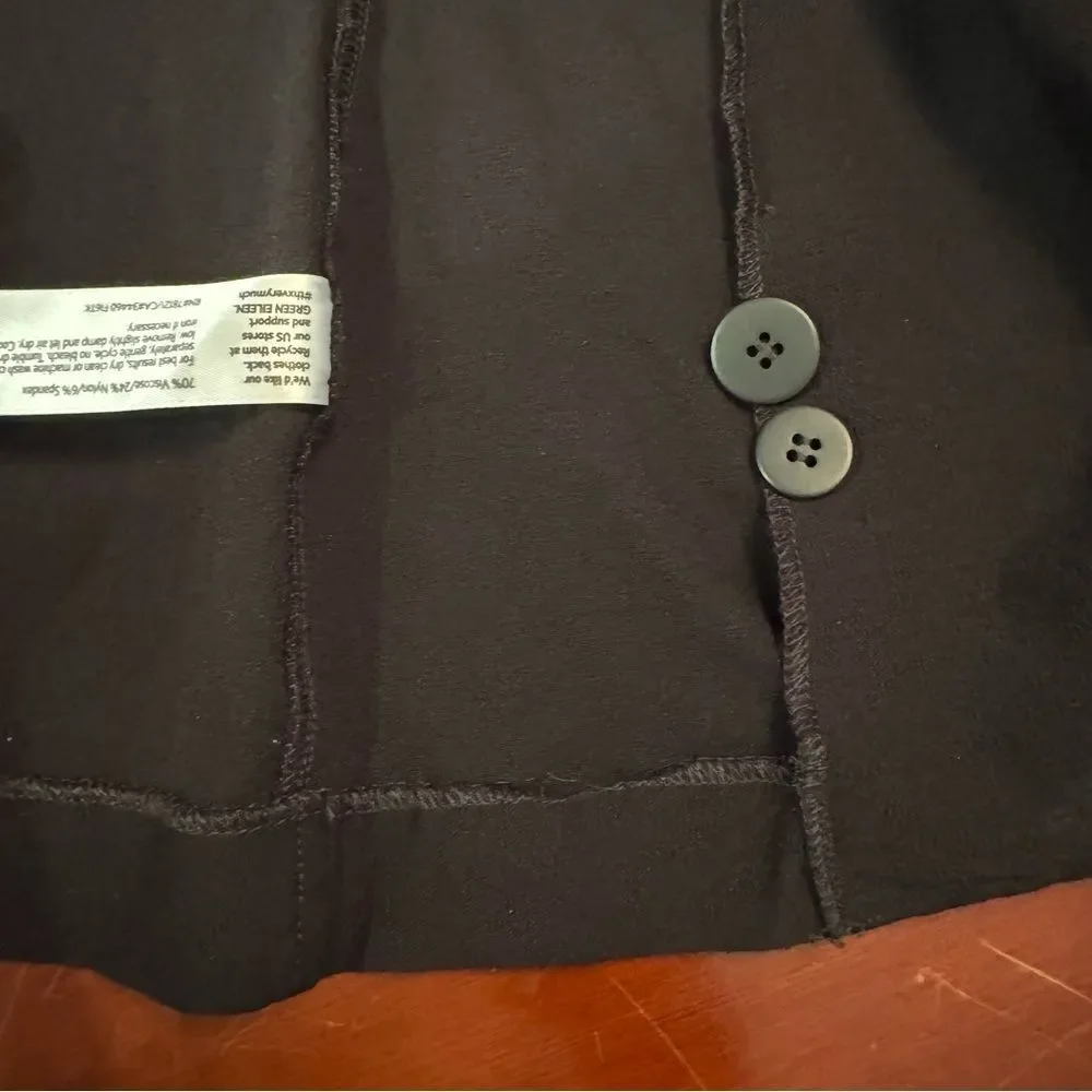 Eileen Fisher One Button Viscose Blend Washable Blazer Black S / P